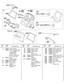 Cylinder Head, Valves parts for Briggs & Stratton Engine 138432-0188-E1 from AppliancePartsPros.com