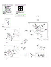 Camshaft, Crankcase Cover, Crankshaft, Cylinder, Lubrication, Piston Group, Warning Label parts for Briggs & Stratton Engine 13D135-0002-F1 from AppliancePartsPros.com