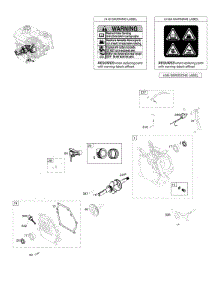 Camshaft, Crankcase Cover, Crankshaft, Cylinder, Piston / Rings / Connecting Rod, Warning Label parts for Briggs & Stratton Engine 13R232-0003-F1 from AppliancePartsPros.com