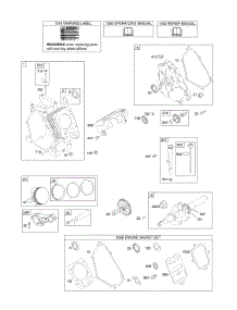 Camshaft, Crankcase Cover, Crankshaft, Cylinder, Lubrication, Piston Group parts for Briggs & Stratton Engine 150312-0112-E1 from AppliancePartsPros.com