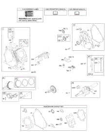 Camshaft, Crankcase Cover, Crankshaft, Cylinder, Lubrication, Piston Group parts for Briggs & Stratton Engine 157117-0591-E8 from AppliancePartsPros.com