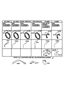 Alternator Chart parts for Briggs & Stratton Engine 161437-0084-01 from AppliancePartsPros.com
