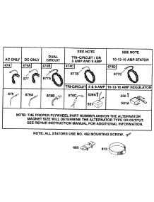 Alternator Chart parts for Briggs & Stratton Engine 190402-6121-01 from AppliancePartsPros.com
