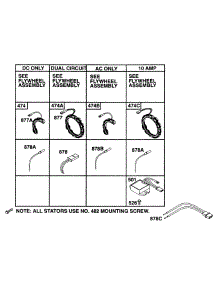 Alternator Chart parts for Briggs & Stratton Engine 195432-0853-99 from AppliancePartsPros.com