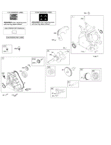 Camshaft, Crankcase Cover, Crankshaft, Cylinder, Lubrication, Operator's Manual, Piston / Rings / Connecting Rod, Warning Label parts for Briggs & Stratton Engine 19H132-0113-B1 from AppliancePartsPros.com
