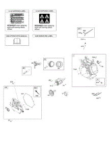 Camshaft, Crankcase Cover, Crankshaft, Cylinder, Exhaust Bracket, Operator's Manual, Piston / Rings / Connecting Rod, Warning Label parts for Briggs & Stratton Engine 19T137-0012-H1 from AppliancePartsPros.com