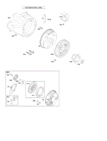 Blower Housing / Shrouds, Flywheel, Rewind Starter parts for Briggs & Stratton Engine 201432-0016-E1 from AppliancePartsPros.com