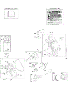 Camshaft, Crankcase Cover, Crankshaft, Cylinder, Lubrication, Operator's Manual, Piston / Rings / Connecting Rod, Warning Label parts for Briggs & Stratton Engine 202412-0434-B1 from AppliancePartsPros.com