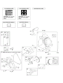 Camshaft, Crankcase Cover, Crankshaft, Cylinder, Lubrication, Operator's Manual, Piston / Rings / Connecting Rod, Warning Label parts for Briggs & Stratton Engine 204312-0125-B1 from AppliancePartsPros.com