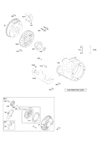 Blower Housing / Shrouds, Flywheel, Rewind Starter parts for Briggs & Stratton Engine 205332-1201-E9 from AppliancePartsPros.com