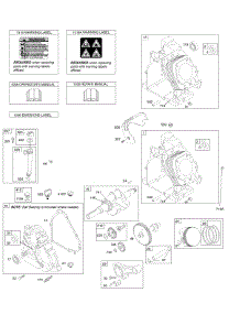 Camshaft, Crankcase Cover, Crankshaft, Cylinder, Lubrication, Operator's Manual, Piston / Rings / Connecting Rod, Warning Label parts for Briggs & Stratton Engine 205352-0122-B1 from AppliancePartsPros.com