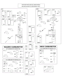 Carburetor, Kit - Carburetor Overhaul parts for Briggs & Stratton Engine 205412-0116-E1 from AppliancePartsPros.com