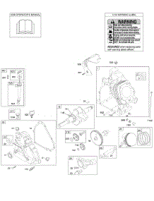 Camshaft, Crankcase Cover, Crankshaft, Cylinder, Lubrication, Operator's Manual, Piston / Rings / Connecting Rod, Warning Label parts for Briggs & Stratton Engine 205412-0175-E1 from AppliancePartsPros.com