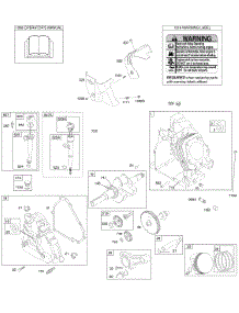 Camshaft, Crankcase Cover, Crankshaft, Cylinder, Lubrication, Operator's Manual, Piston / Rings / Connecting Rod, Warning Label parts for Briggs & Stratton Engine 20A114-0120-E1 from AppliancePartsPros.com