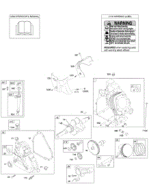 Camshaft, Crankcase Cover, Crankshaft, Cylinder, Lubrication, Operator's Manual, Piston / Rings / Connecting Rod, Warning Label parts for Briggs & Stratton Engine 20B414-0121-E1 from AppliancePartsPros.com