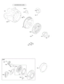 Blower Housing / Shrouds, Flywheel, Rewind Starter parts for Briggs & Stratton Engine 20E114-0927-E1 from AppliancePartsPros.com