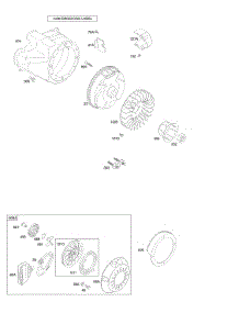 Blower Housing / Shrouds, Flywheel, Rewind Starter parts for Briggs & Stratton Engine 20E214-0119-E1 from AppliancePartsPros.com