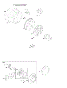 Blower Housing / Shrouds, Flywheel, Rewind Starter parts for Briggs & Stratton Engine 20E337-0110-E1 from AppliancePartsPros.com