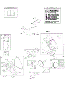Camshaft, Crankcase Cover, Crankshaft, Cylinder, Lubrication, Operator's Manual, Piston / Rings / Connecting Rod, Warning Label parts for Briggs & Stratton Engine 20E337-0110-E1 from AppliancePartsPros.com