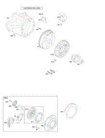 Blower Housing / Shrouds, Flywheel, Rewind Starter parts for Briggs & Stratton Engine 20E412-0100-E1 from AppliancePartsPros.com