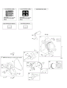 Camshaft, Crankcase Cover, Crankshaft, Cylinder, Operator's Manual, Piston / Rings / Connecting Rod, Warning Label parts for Briggs & Stratton Engine 20H237-0131-B1 from AppliancePartsPros.com