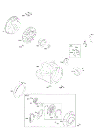 Blower Housing, Flywheel, Rewind Starter parts for Briggs & Stratton Engine 20M214-0113-E1 from AppliancePartsPros.com
