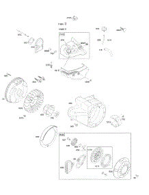 Blower Housing / Shrouds, Flywheel, Rewind Starter parts for Briggs & Stratton Engine 20P414-0111-E1 from AppliancePartsPros.com