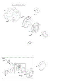 Blower Housing / Shrouds, Flywheel, Rewind Starter parts for Briggs & Stratton Engine 20X314-0110-E1 from AppliancePartsPros.com