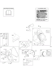 Camshaft, Crankcase Cover, Crankshaft, Cylinder, Lubrication, Operator's Manual, Piston / Rings / Connecting Rod, Warning Label parts for Briggs & Stratton Engine 212412-0123-E1 from AppliancePartsPros.com