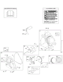 Camshaft, Crankcase Cover, Crankshaft, Cylinder, Operator's Manual, Piston / Rings / Connecting Rod, Warning Label parts for Briggs & Stratton Engine 216115-0111-E1 from AppliancePartsPros.com