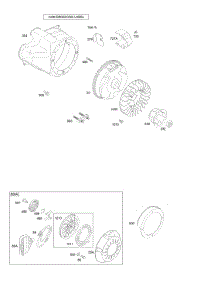Blower Housing / Shrouds, Flywheel, Rewind Starter parts for Briggs & Stratton Engine 21B414-0017-E1 from AppliancePartsPros.com