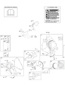 Camshaft, Crankcase Cover, Crankshaft, Cylinder, Lubrication, Operator's Manual, Piston / Rings / Connecting Rod, Warning Label parts for Briggs & Stratton Engine 21B417-1117-E1 from AppliancePartsPros.com