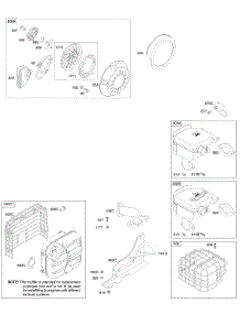 Exhaust System, Rewind Starter parts for Briggs & Stratton Engine 21C114-0123-E1 from AppliancePartsPros.com