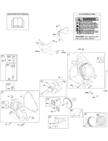 Camshaft, Crankcase Cover, Crankshaft, Cylinder, Lubrication, Operator's Manual, Piston / Rings / Connecting Rod, Warning Label parts for Briggs & Stratton Engine 21C114-0538-E2 from AppliancePartsPros.com