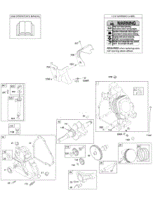 Camshaft, Crankcase Cover, Crankshaft, Cylinder, Lubrication, Operator's Manual, Piston / Rings / Connecting Rod, Warning Label parts for Briggs & Stratton Engine 21C314-0116-E1 from AppliancePartsPros.com