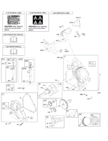 Camshaft, Crankcase Cover, Crankshaft, Cylinder, Lubrication, Operator's Manual, Piston / Rings / Connecting Rod, Warning Label parts for Briggs & Stratton Engine 21M114-0647-E1 from AppliancePartsPros.com