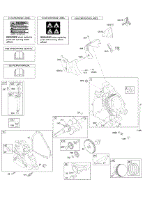 Camshaft, Crankcase Cover, Crankshaft, Cylinder, Lubrication, Operator's Manual, Piston / Rings / Connecting Rod, Warning Label parts for Briggs & Stratton Engine 21M414-0170-E1 from AppliancePartsPros.com