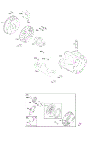 Blower Housing / Shrouds, Flywheel, Rewind Starter parts for Briggs & Stratton Engine 21S232-1036-F1 from AppliancePartsPros.com
