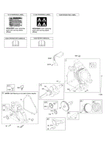 Camshaft, Crankcase Cover, Crankshaft, Cylinder, Lubrication, Operator's Manual, Piston / Rings / Connecting Rod, Warning Label parts for Briggs & Stratton Engine 21T112-0113-F1 from AppliancePartsPros.com