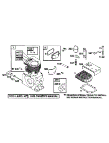 Cylinder, Head parts for Briggs & Stratton Engine 233431-1136-01 from AppliancePartsPros.com