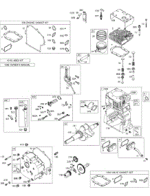 Cam, Crankcase Cover / Sump, Crankshaft, Cylinder, Head / Valves, Kits / Gasket Sets - Engine, Kits / Gasket Sets - Valves, Oil, Piston parts for Briggs & Stratton Engine 250412-0401-A1 from AppliancePartsPros.com