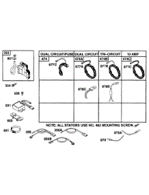 Alternator Chart, Elect parts for Briggs & Stratton Engine 252707-0634-01 from AppliancePartsPros.com