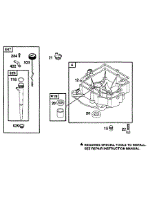 Oil Fill, Sump parts for Briggs & Stratton Engine 253707-0026-02 from AppliancePartsPros.com