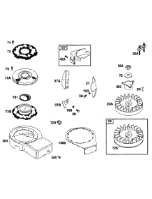 Blower Hsg, Flywheel, Screen parts for Briggs & Stratton Engine 253707-0136-01 from AppliancePartsPros.com