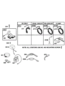 Alternator Chart, Elect parts for Briggs & Stratton Engine 253707-0226-99 from AppliancePartsPros.com