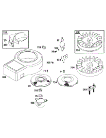 Blower Hsg, Flywheel, Screen parts for Briggs & Stratton Engine 254707-0116-99 from AppliancePartsPros.com