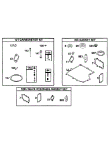 Gasket Sets parts for Briggs & Stratton Engine 255707-0108-01 from AppliancePartsPros.com