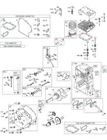 Cam, Crankcase Cover / Sump, Crankshaft, Cylinder, Head / Valves, Kits / Gasket Sets - Engine, Kits / Gasket Sets - Valves, Oil, Piston parts for Briggs & Stratton Engine 256422-0120-01 from AppliancePartsPros.com