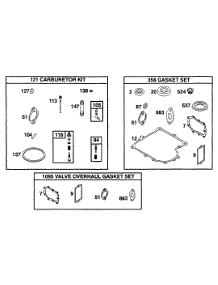 Gasket Sets parts for Briggs & Stratton Engine 256707-0108-01 from AppliancePartsPros.com