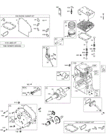 Cam, Crankcase Cover / Sump, Crankshaft, Cylinder, Head / Valves, Kits / Gasket Sets - Engine, Kits / Gasket Sets - Valves, Oil, Piston parts for Briggs & Stratton Engine 257412-0115-E1 from AppliancePartsPros.com